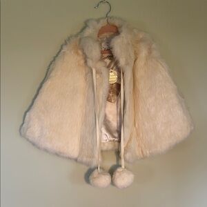 Rachel Riley elegant Cream Kids Fur Cape